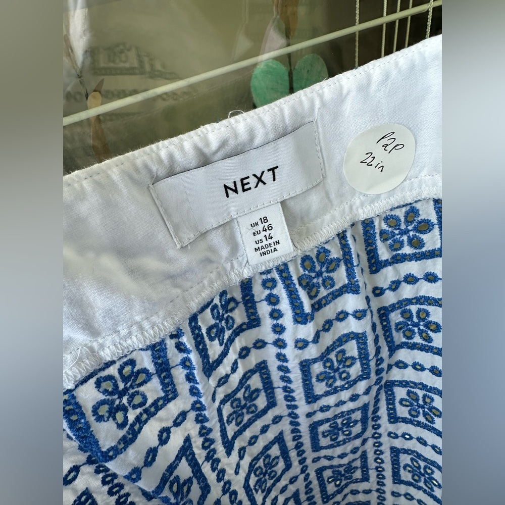 Next Embroidered Eyelet Blue White Ruffled Tank Top - Picture 10 of 12